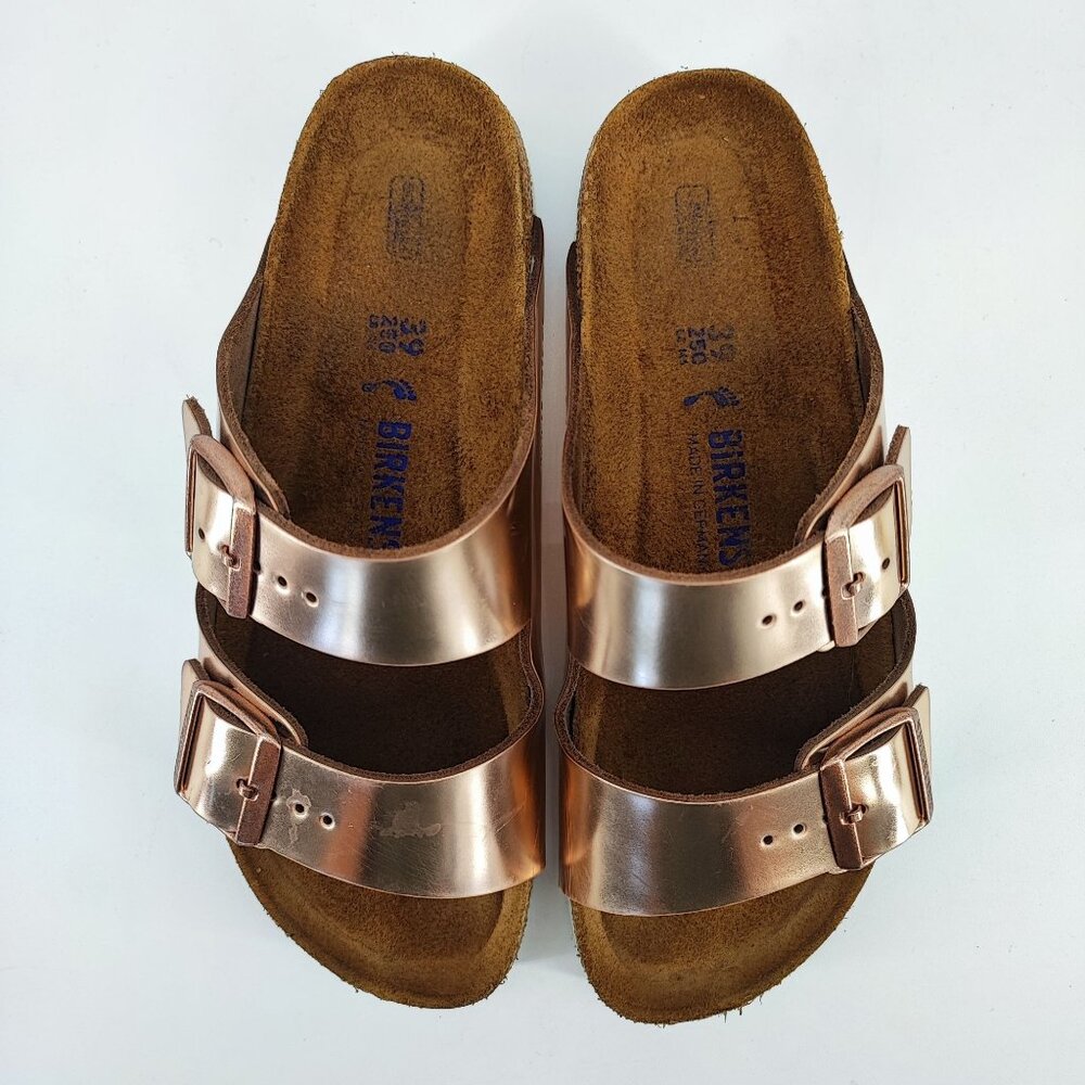 Birkenstock Women's Arizona Metallic Copper Leather Sandals Size 8.5 - Picture 4 of 10